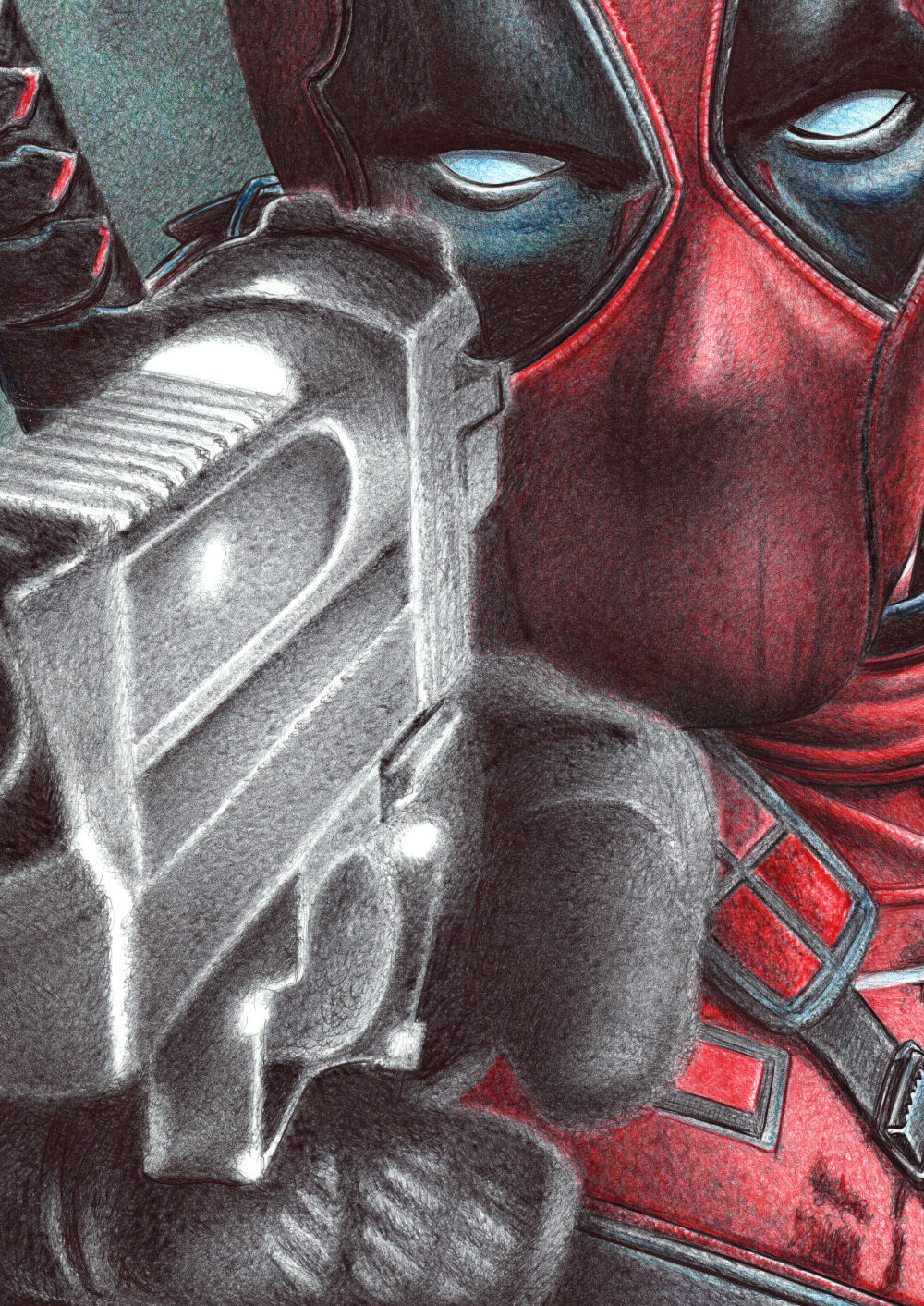 Kugelschreiber-Zeichnung Portrait Deadpool | ballpen drawing Deadpool