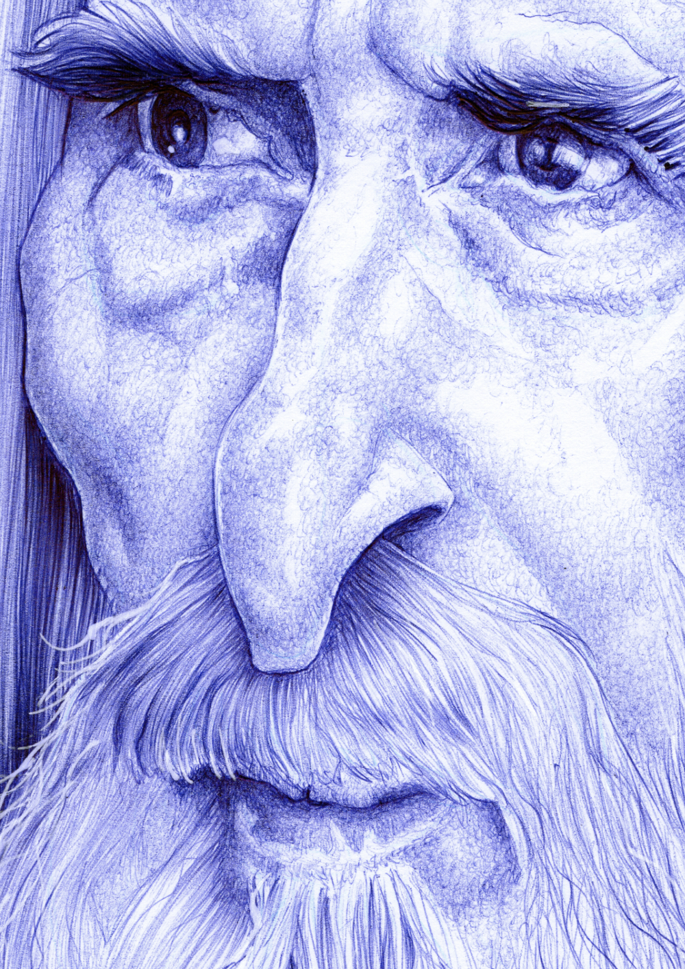 Kugelschreiber-Zeichnung Portrait von Christopher Lee als Saruman/ballpen drawing of Christopher Lee as Saruman