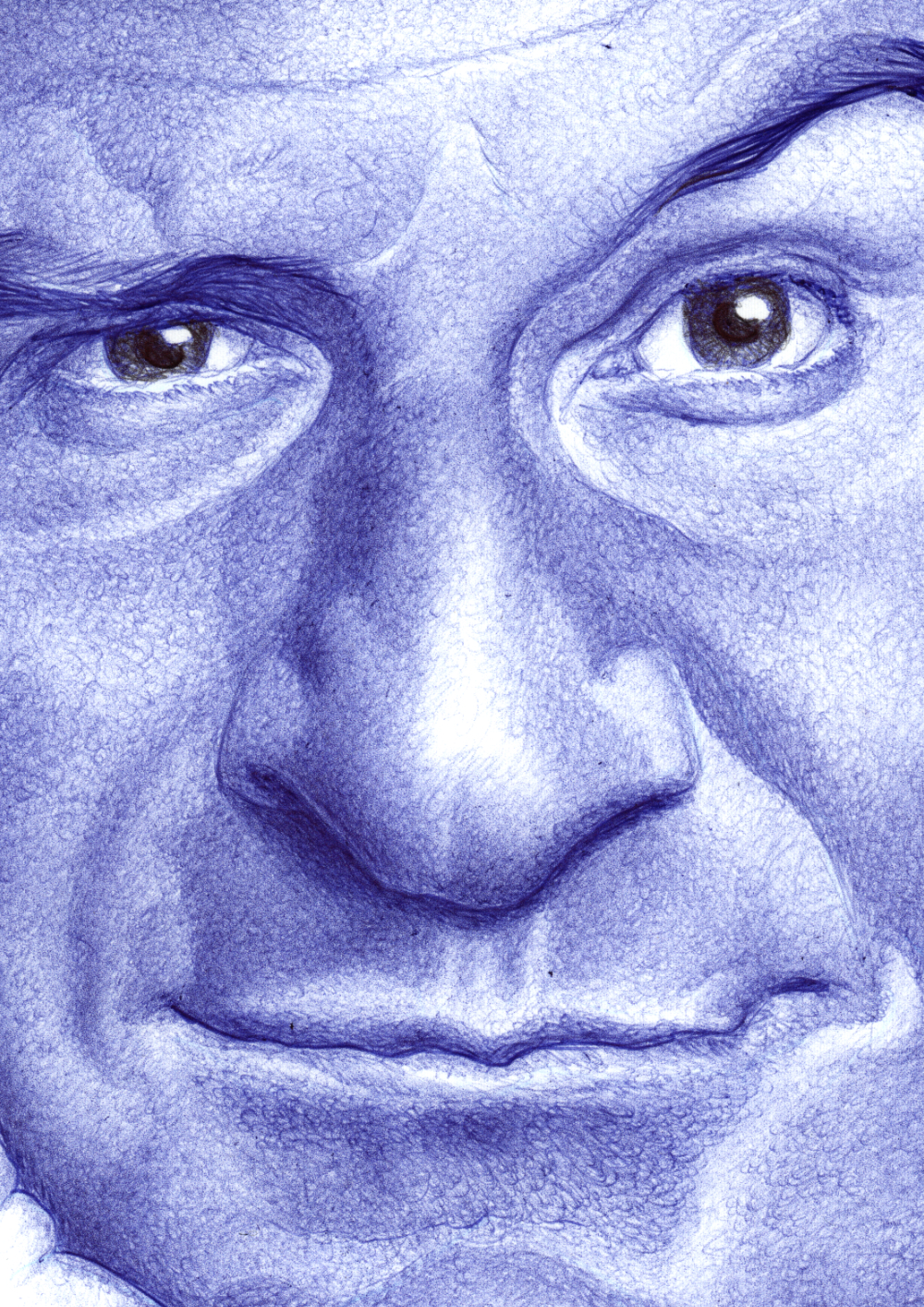 Closeup_illu-ballpen_Douglas_Adams_2025-09 Kugelschreiber-Zeichnung Portrait Douglas Adams | ballpen drawing Douglas Adams