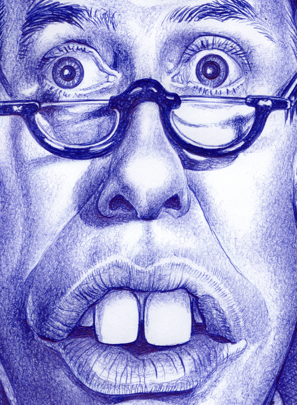Kugelschreiber-Zeichnung Portrait von Jerry Lewis als Der verrückte Professor/ballpen drawing of Jerry Lewis as The Nutty Professor