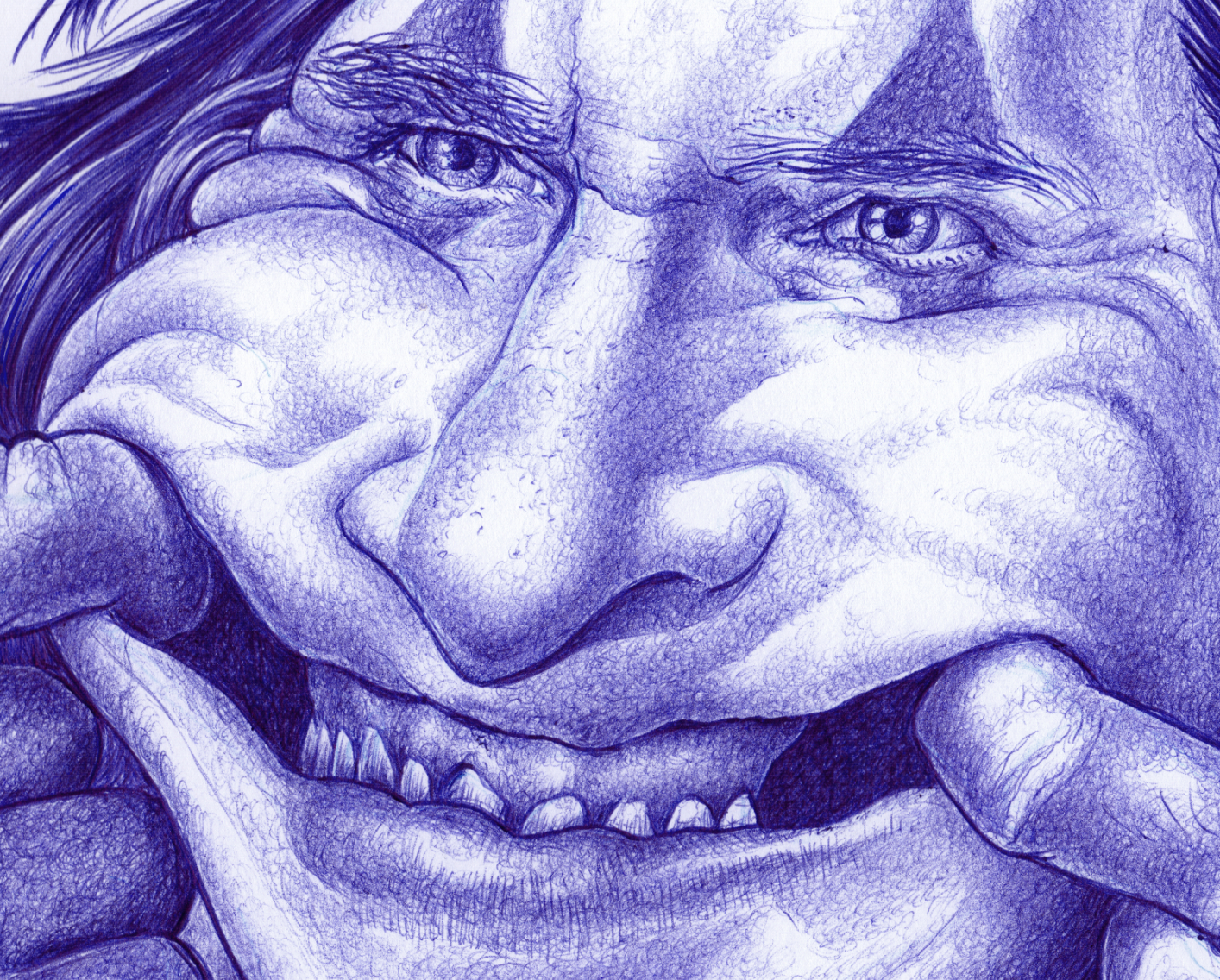 Kugelschreiber-Zeichnung Portrait von Joaquin Phoenix as Joker/ballpen drawing of Joaquin Phoenix as Joker