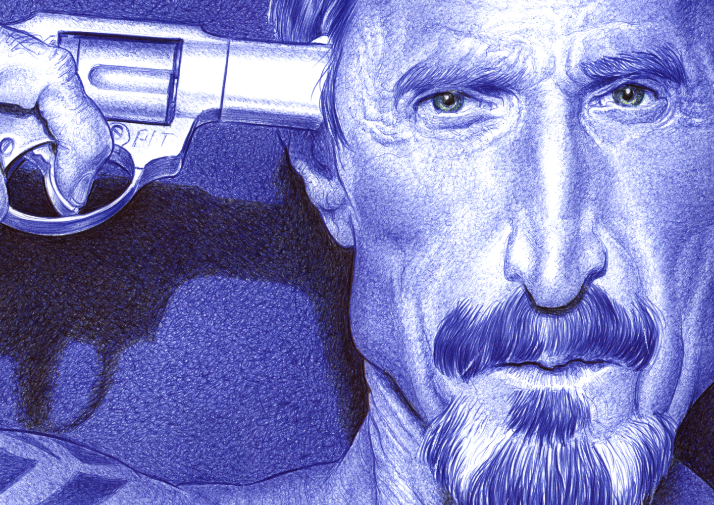 Kugelschreiber-Zeichnung Portrait John McAfee | ballpen drawing John McAfee