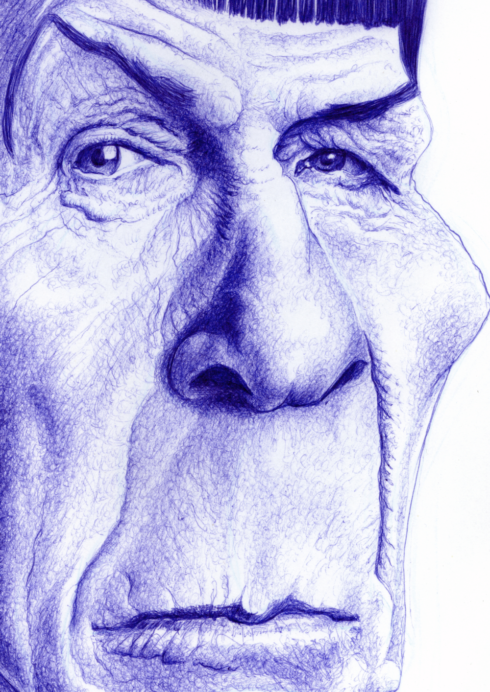 Kugelschreiber-Zeichnung Portrait von Leonard Nimoy as Spock/ballpen drawing of Leonard Nimoy as Spock