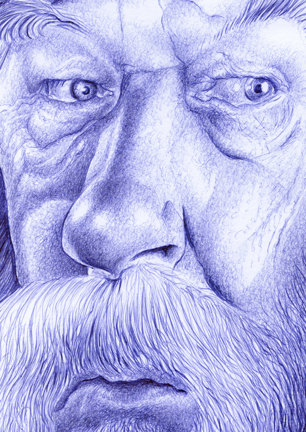 Closeup_illu-ballpen_Michael-Gambon_Dumbledore_2021-04 Kugelschreiber-Zeichnung Portrait von Michael Gambon als Dumbledore/ballpen drawing of Michael Gambon as Dumbledore