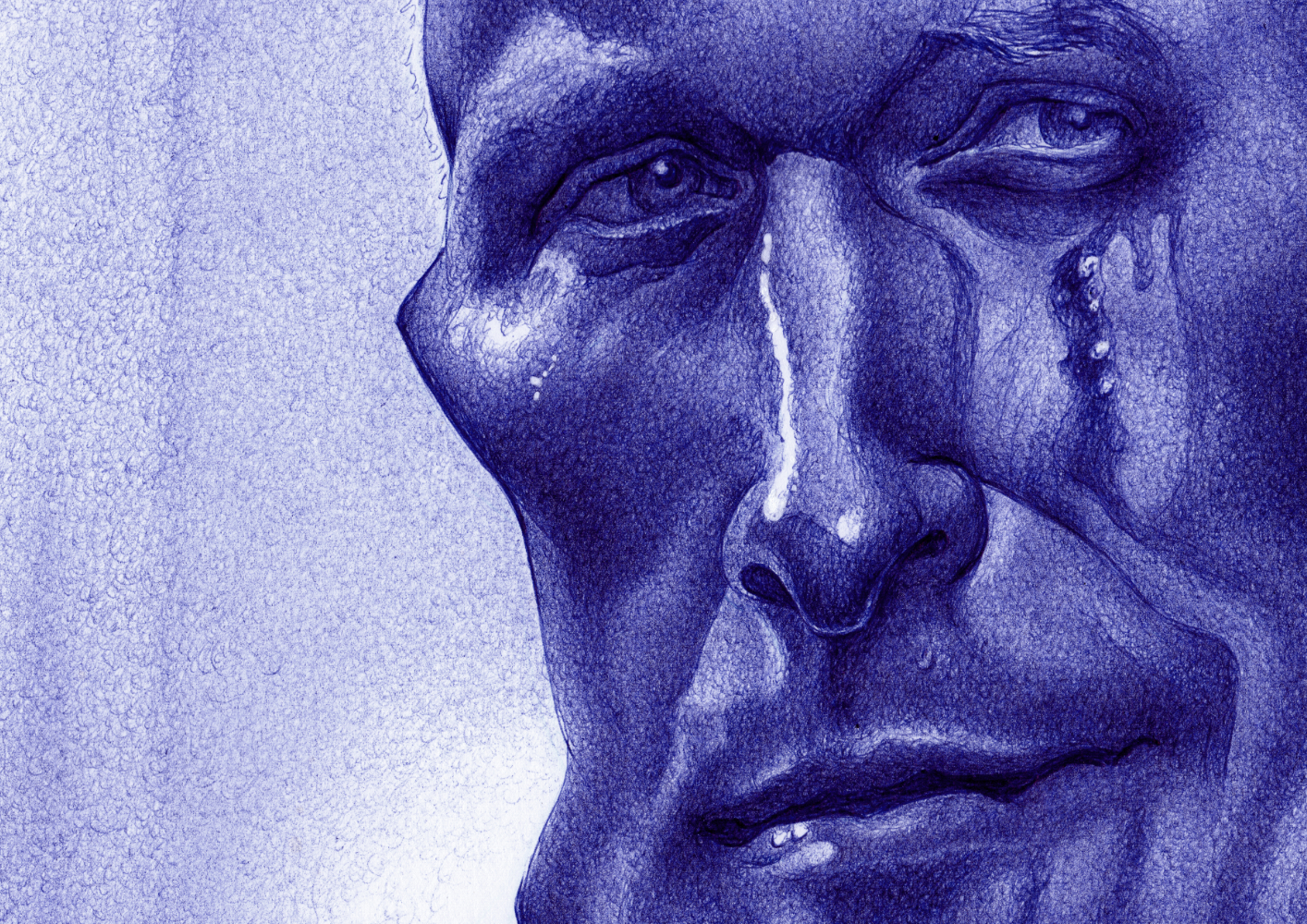 Kugelschreiber-Zeichnung Portrait von Rutger Hauer als Roy Batty/ballpen drawing of Rutger Hauer as Roy Batty