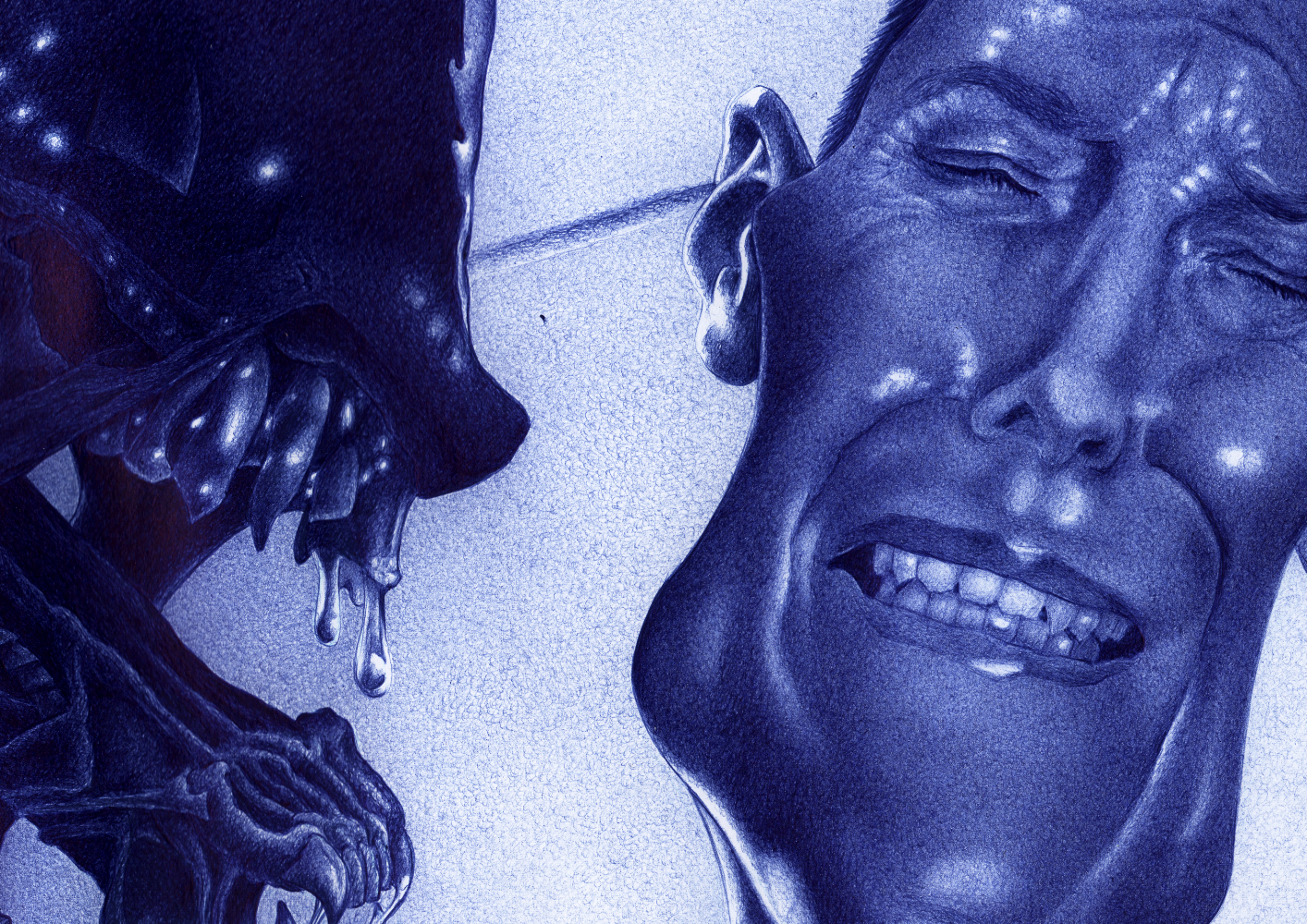 Kugelschreiber-Zeichnung Portrait von Sigourney Weaver als Ellen Ripley in Alien 3/ballpen drawing of Sigourney Weaver as Ellen Ripley in Alien 3