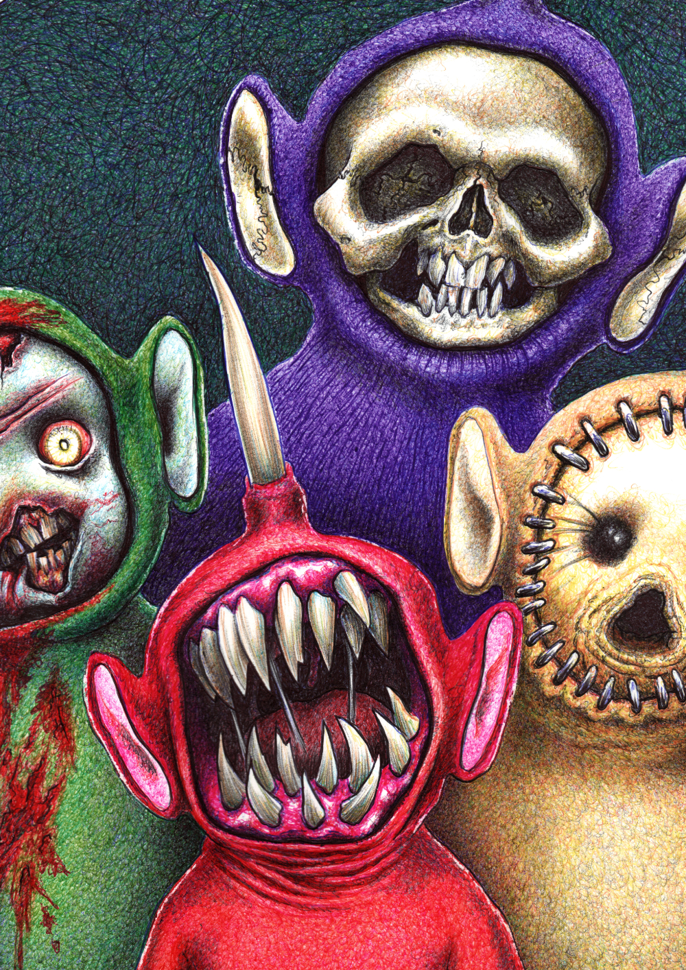 Kugelschreiber-Zeichnung portrait Terrortubbies | ballpen drawing Terrortubbies