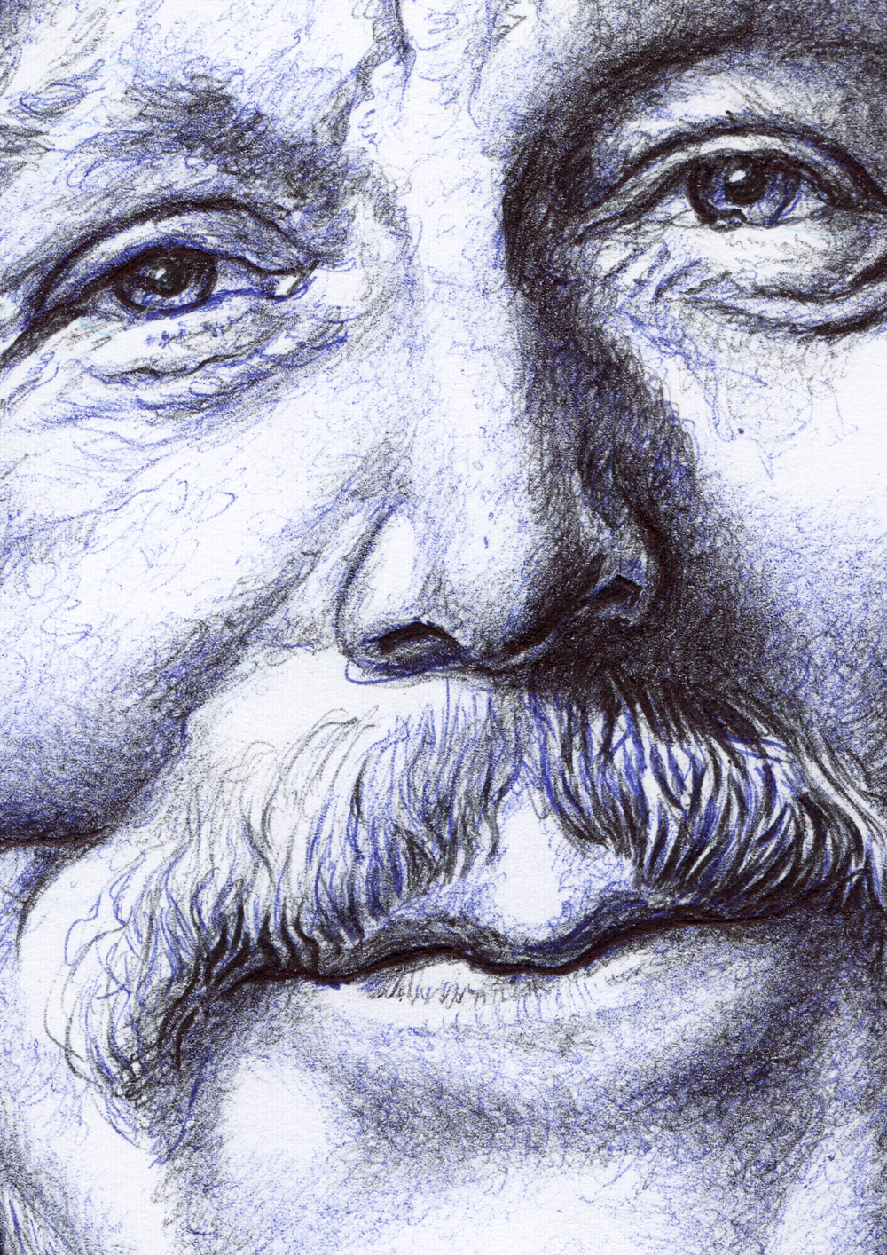 Kugelschreiber-Zeichnung Portrait von Wolfgang Beltracchi/ballpen drawing of Wolfgang Beltracchi