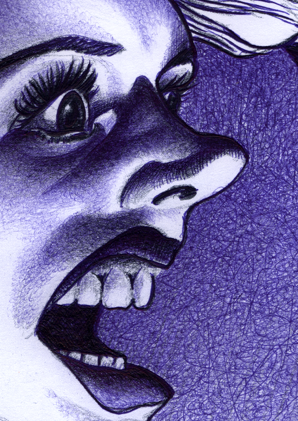 Kugelschreiber-/Buntstift-Zeichnung Portrait von Frankensteins Braut ballpen / Colored pencil drawing of Frankenstein‘s Bride