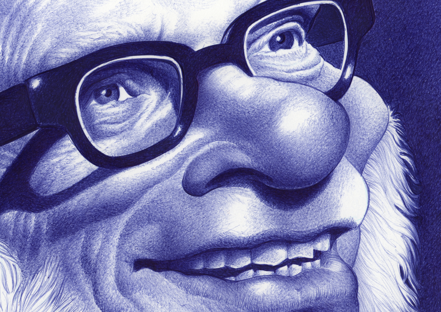 Kugelschreiber-Zeichnung Portrait von Isaac Asimov / ballpen drawing of Isaac Asimov