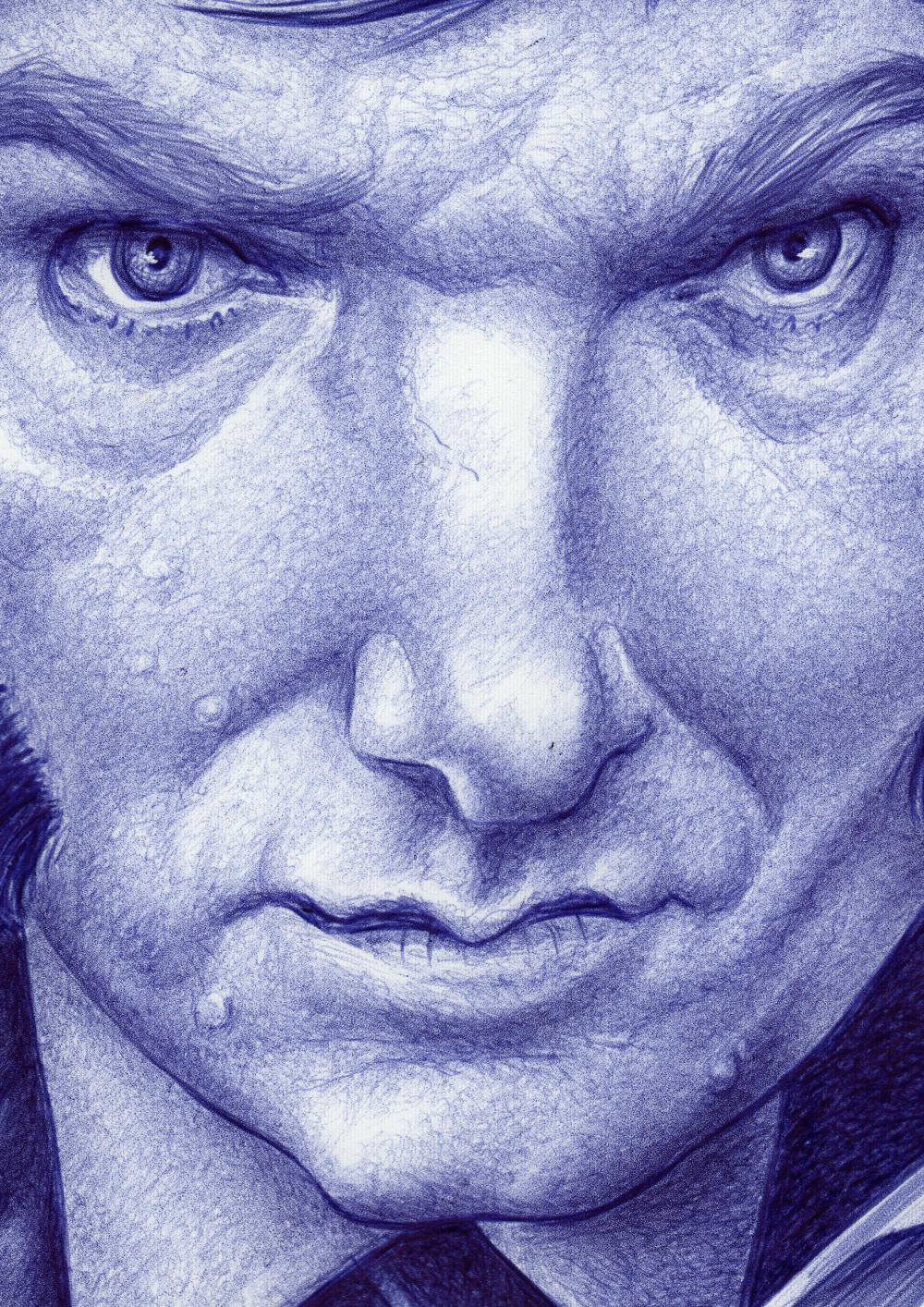 Kugelschreiber-Zeichnung Portrait von Javier Milei/ballpen drawing of Javier Milei