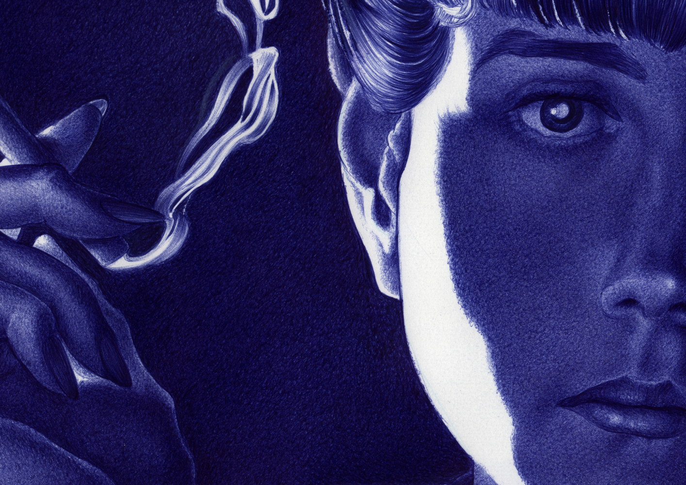 Kugelschreiber-Zeichnung Portrait von Sean Young als Rachael/ballpen drawing of Sean Young as Rachael