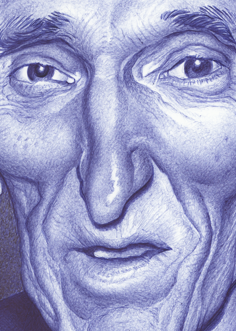 CLoseup_illu_ballpen_Tesla_2026-07 Kugelschreiber-Zeichnung Portrait von Nikola Tesla / ballpen drawing of Nikola Tesla