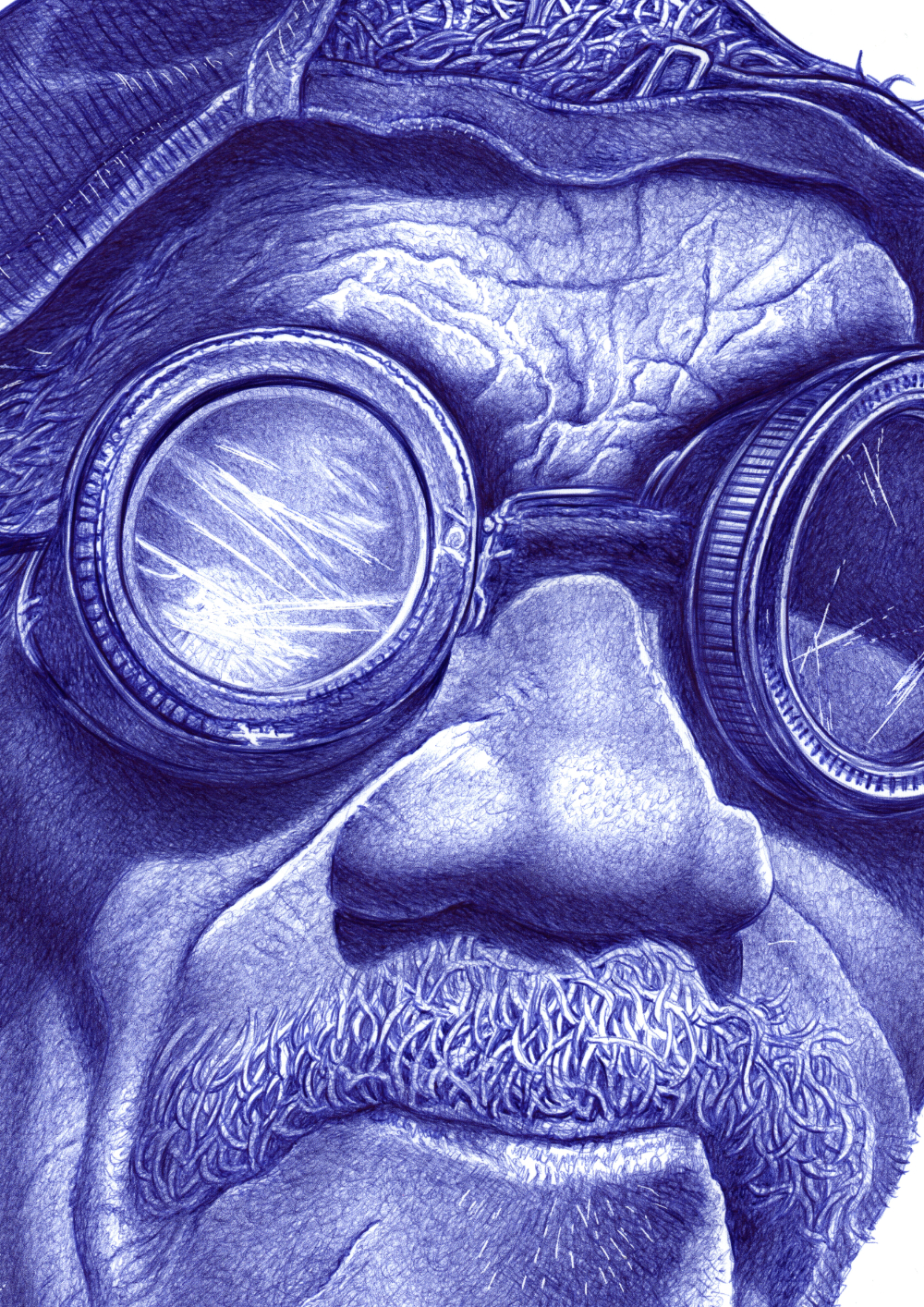 Kugelschreiber-Zeichnung Portrait "von der Sonne verbrannt" | ballpen drawing "sunburnt"