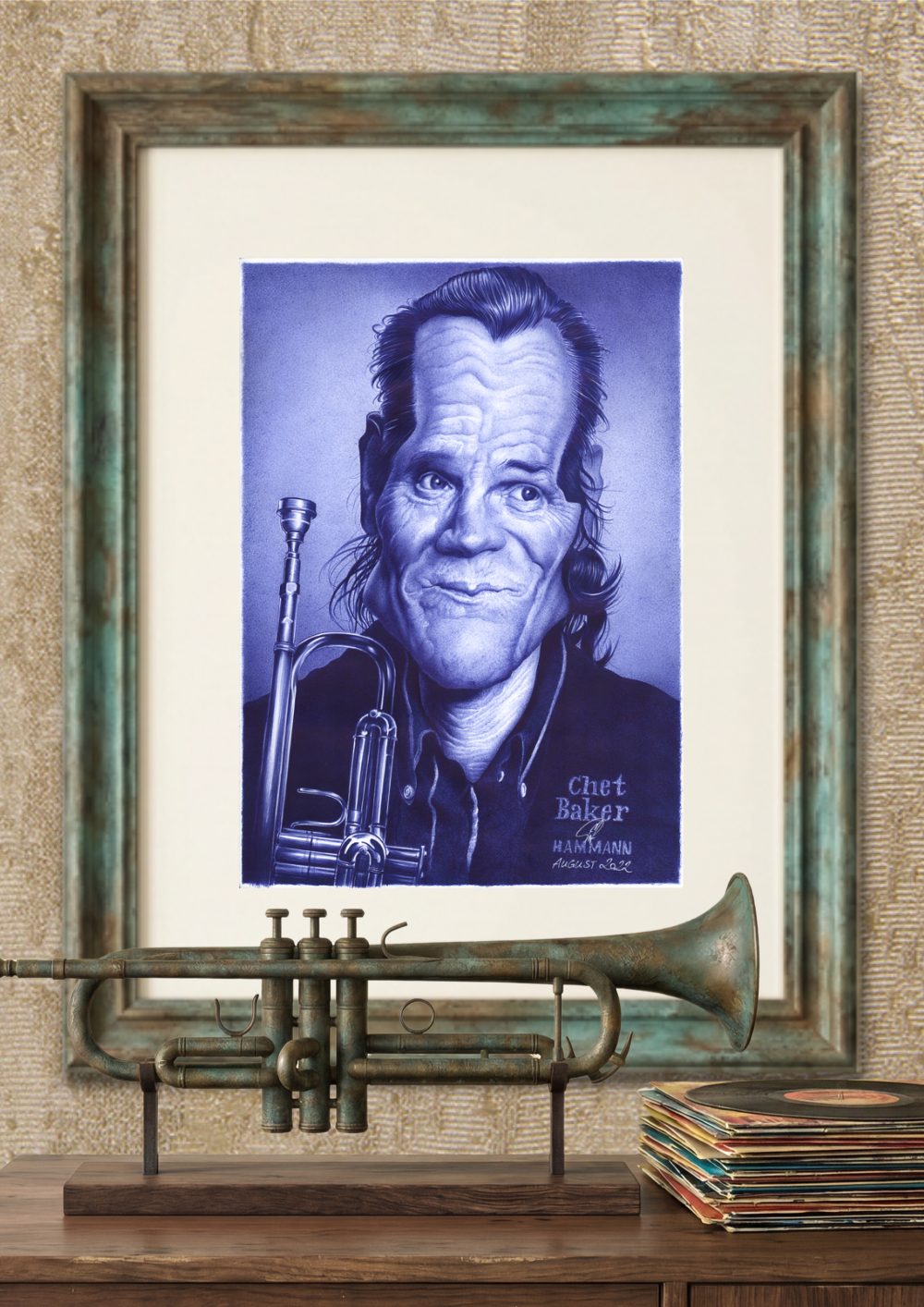 Kugelschreiber-Zeichnung Portrait von Chet Baker/ballpen drawing of Chet Baker