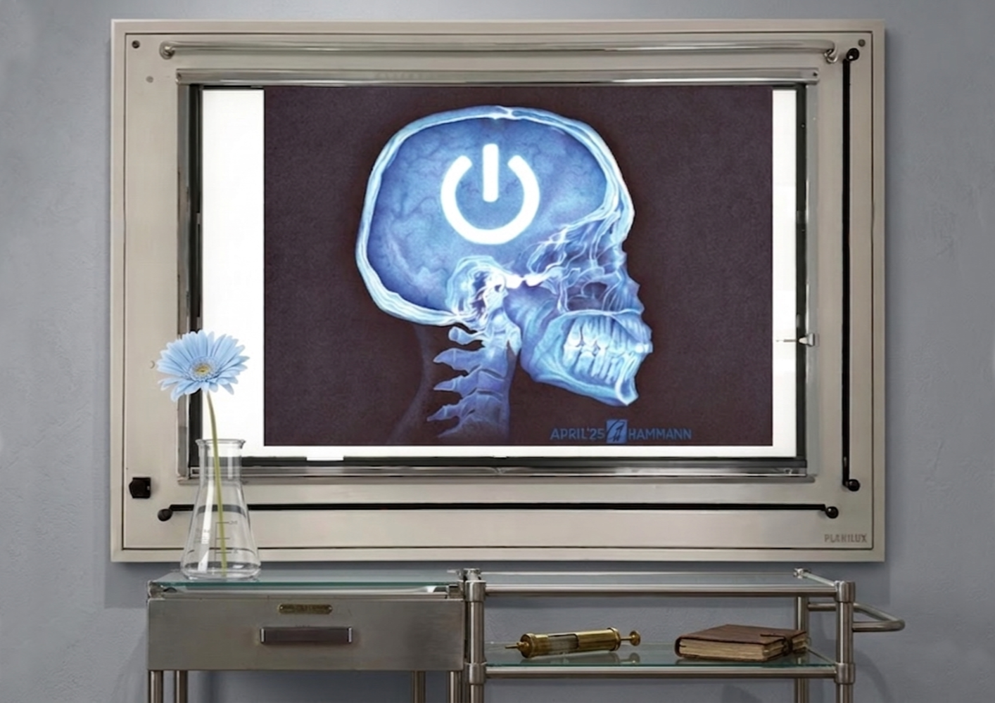 Kugelschreiber-Zeichnung Killswitch – Röntgenbild menschlicher Schädel | ballpen drawing Killswitch – X-ray photograph of a human skull