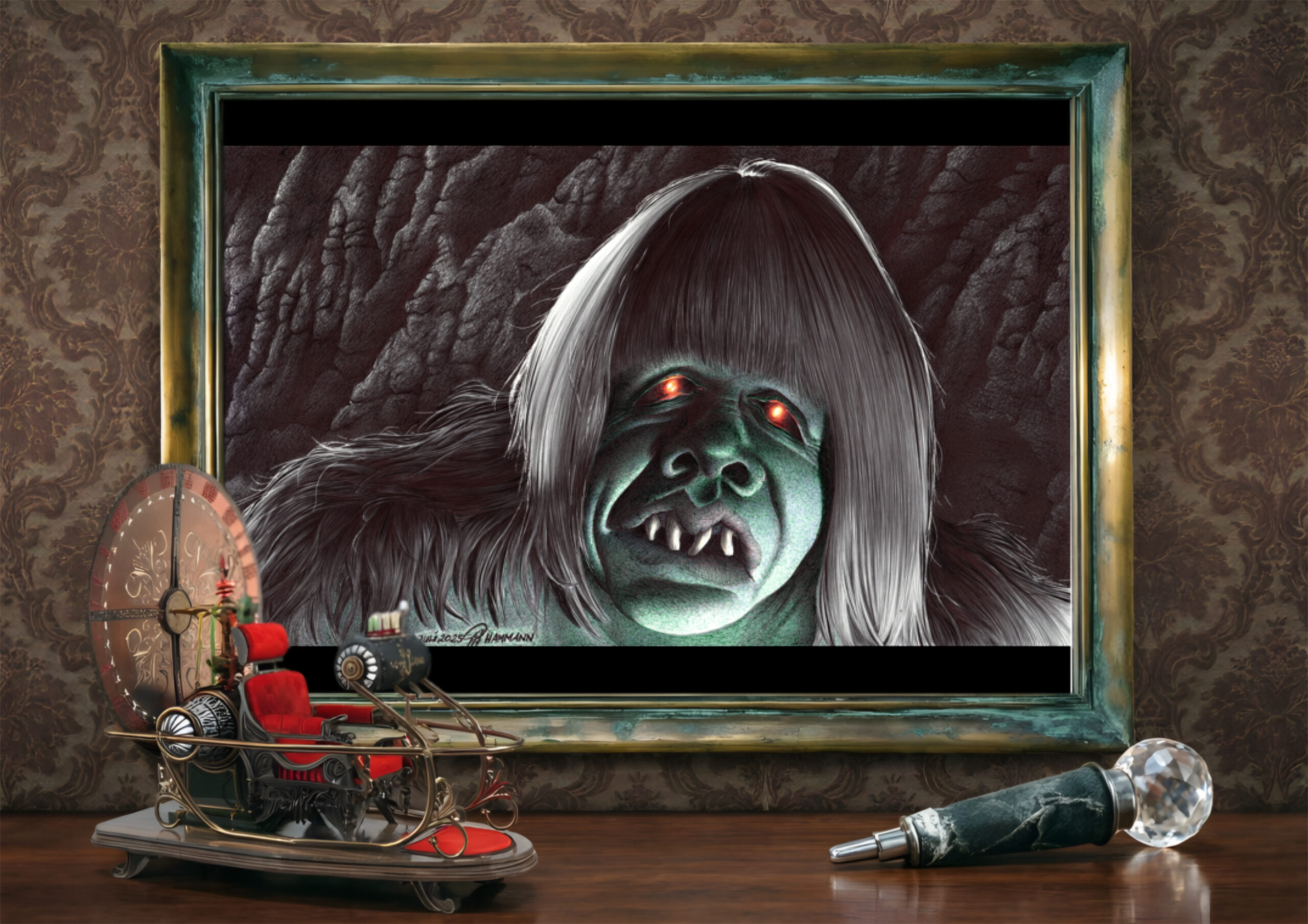 Kugelschreiber-Zeichnung Portrait eines Morlock aus "Die Zeitmaschine" von H. G. Wells | ballpoint pen drawing portrait of a Morlock from "The Time Machine" by H. G. Wells