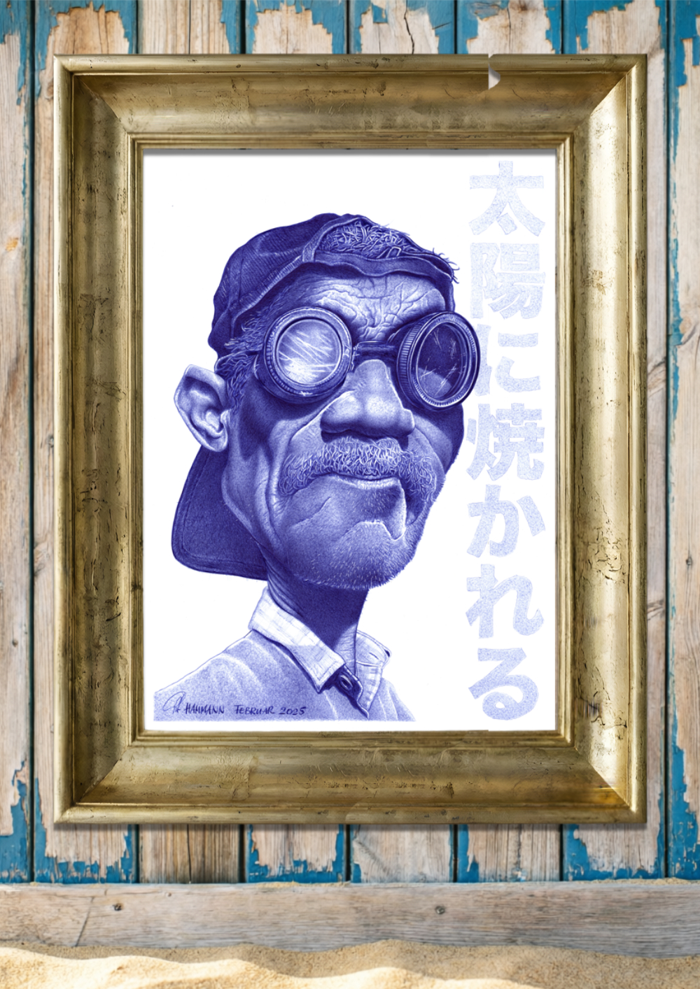 Kugelschreiber-Zeichnung Portrait "von der Sonne verbrannt" | ballpen drawing "sunburnt"