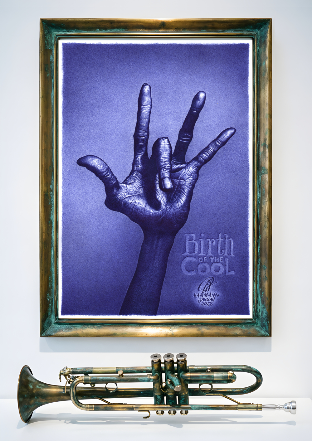 Kugelschreiber-Zeichnung Portrait von der Hand von Miles Davis/ballpen drawing of the hand of Miles Davis
