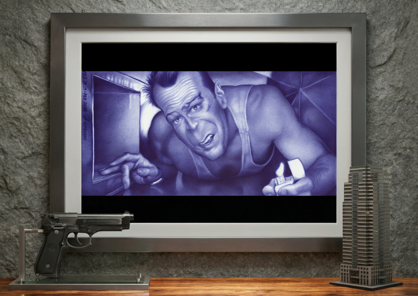 Kugelschreiber-Zeichnung Killswitch – Röntgenbild menschlicher Schädel | ballpen drawing Killswitch – X-ray photograph of a human skull