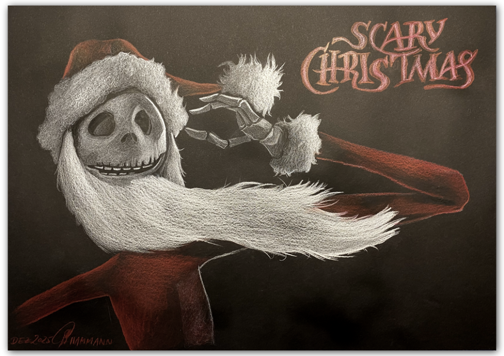 Buntstift-Zeichnung Portrait / colored pencil drawing "Scary Christmas"