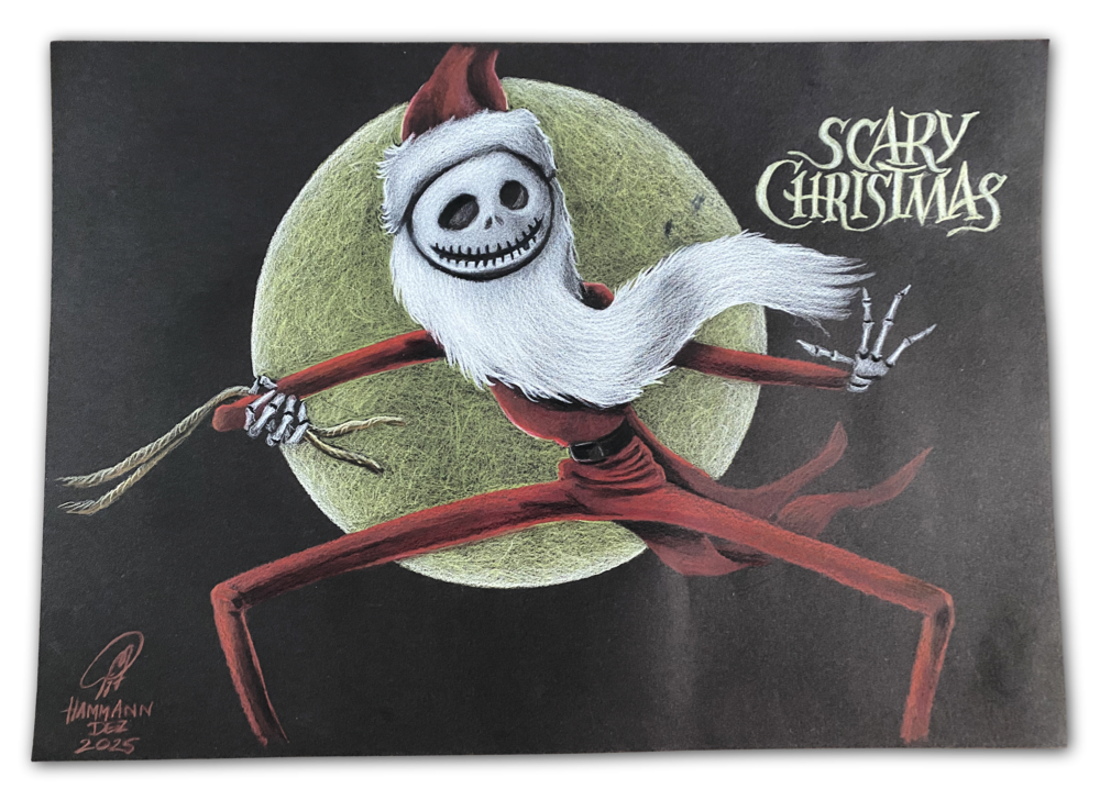 Buntstift-Zeichnung Portrait / colored pencil drawing "Scary Christmas"