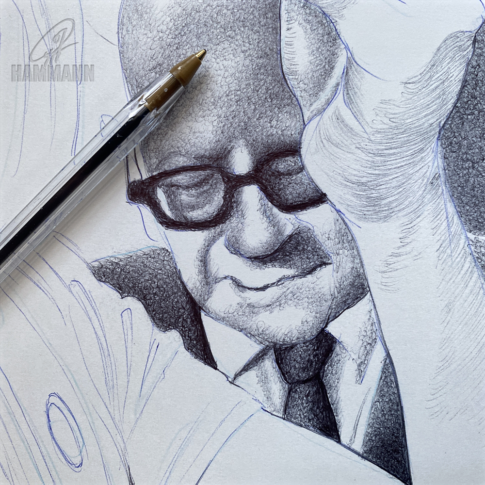 foto_illu_ballpen_Mila_Jovovich_Multipass_2026-04_Detail01 Kugelschreiber-Skizze Fido | ballpen sketch Fido