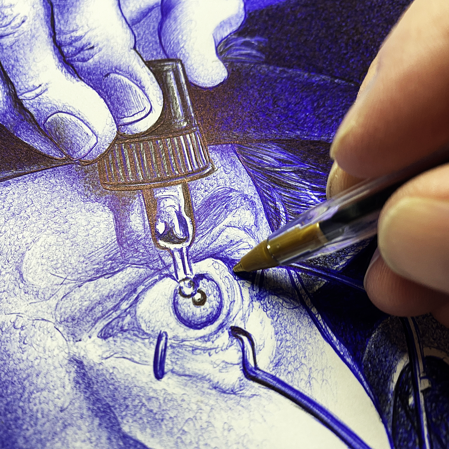 Kugelschreiber-Zeichnung Portrait John McAfee | ballpen drawing John McAfee