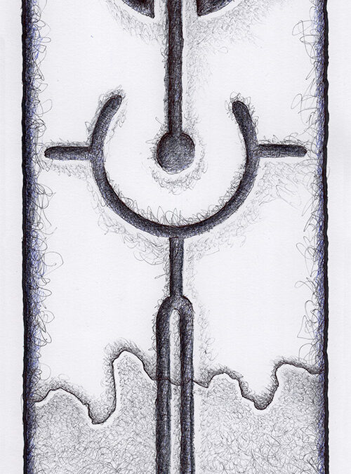 Zeichen mit Kuli, Buntstift + Filzer: 2024 08 | Komposition 008