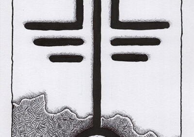 Zeichen mit Kuli, Tintenroller + Brush Pen: 2024 08 | Komposition 009