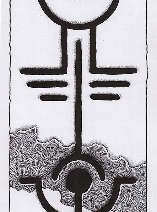 Zeichen mit Kuli, Tintenroller + Brush Pen: 2024 08 | Komposition 009