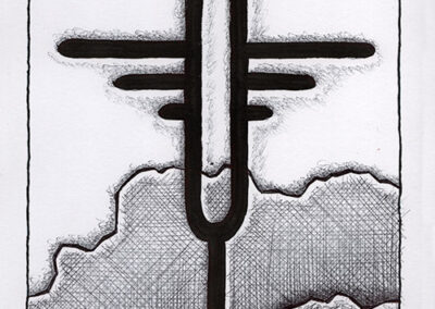 Zeichen mit Kuli, Tintenroller + Brush Pen: 2024 08 | Komposition 012