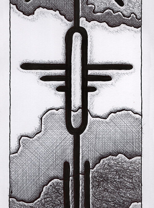 Zeichen mit Kuli, Tintenroller + Brush Pen: 2024 08 | Komposition 012