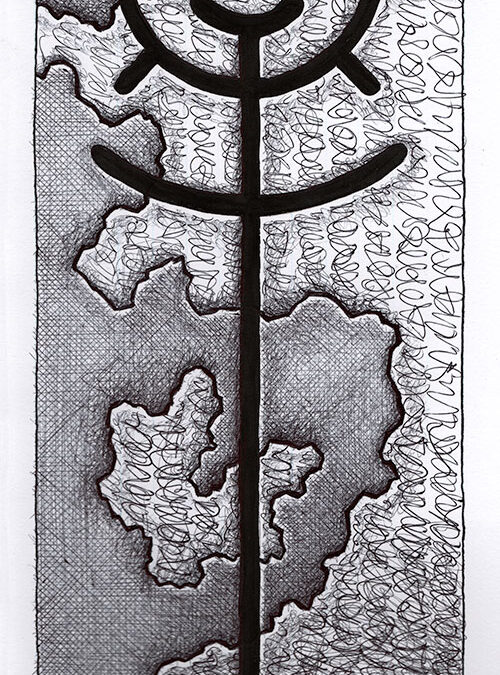 Zeichen mit Kuli, Tintenroller + Brush Pen: 2024 08 | Komposition 013