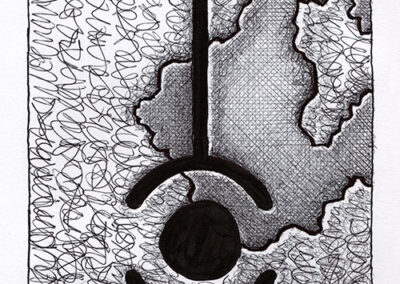 Zeichen mit Kuli, Tintenroller + Brush Pen: 2024 08 | Komposition 014