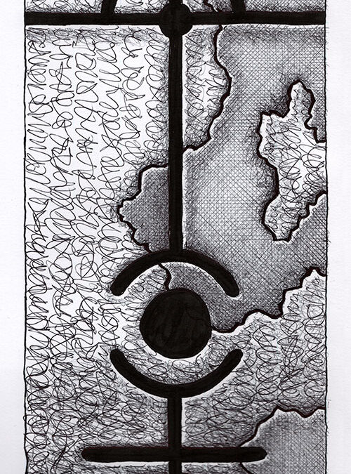 Zeichen mit Kuli, Tintenroller + Brush Pen: 2024 08 | Komposition 014