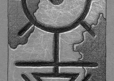 Zeichen mit Kuli, Tintenroller + Buntstift: 2024 08 | Komposition 016