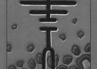 Zeichen mit Kuli, Tintenroller, Buntstift, Filzer: 2024 08 | Komposition 019