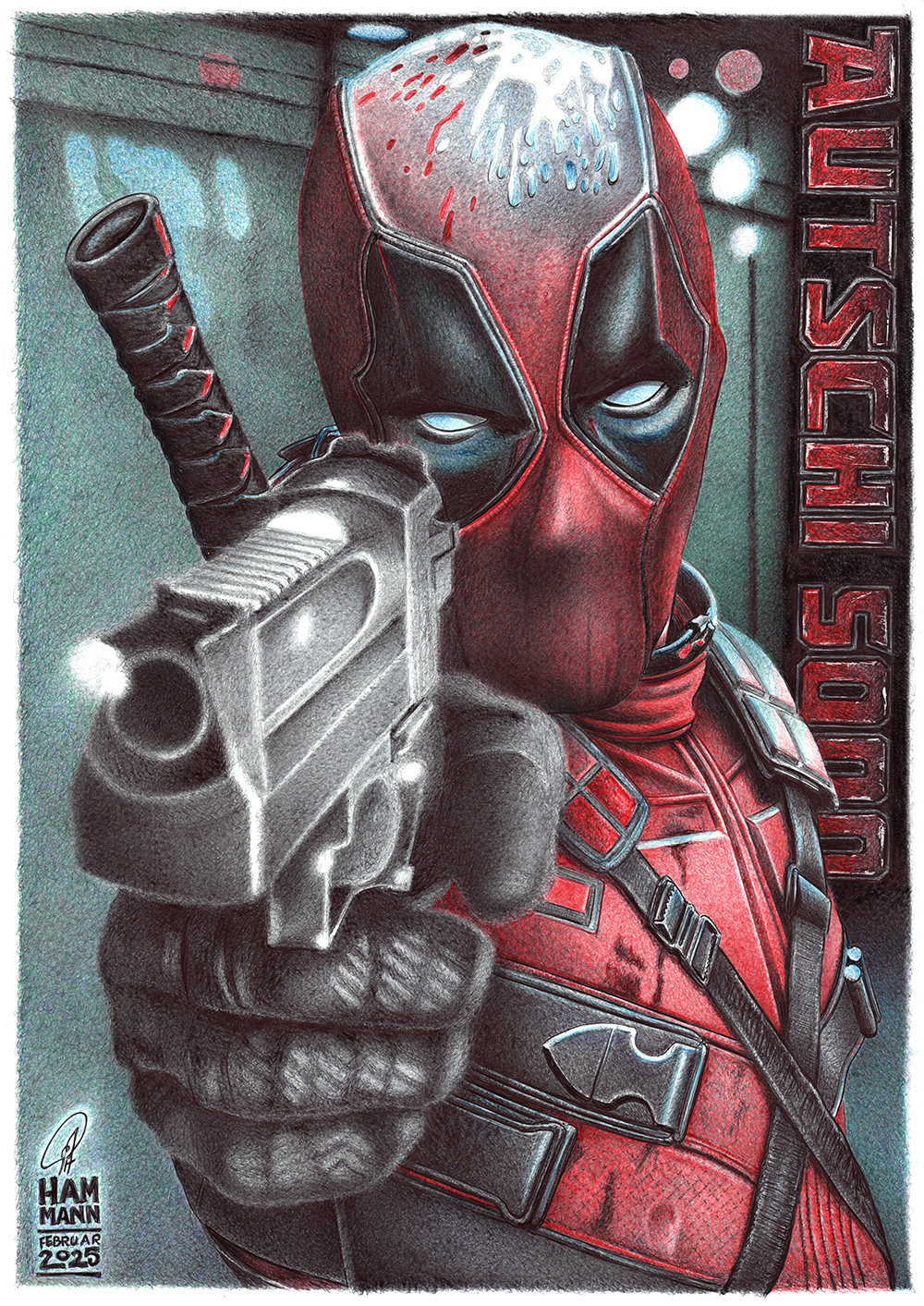 Kugelschreiber-Zeichnung Deadpool | ballpen drawing Deadpool