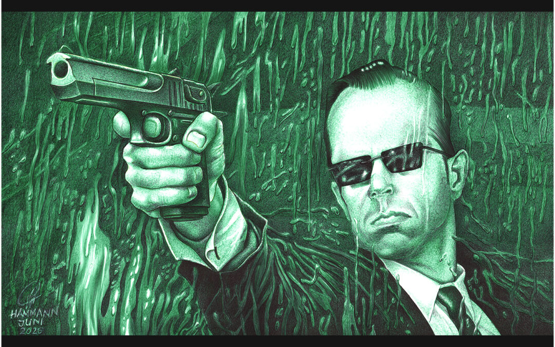 Kugelschreiber-Zeichnung Portrait von Hugo Weaving als Agent Smith in Matrix/ballpen drawing of Hugo Weaving as Agent Smith in Matrix