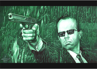 Kugelschreiber-Zeichnung Portrait von Hugo Weaving als Agent Smith in Matrix/ballpen drawing of Hugo Weaving as Agent Smith in Matrix