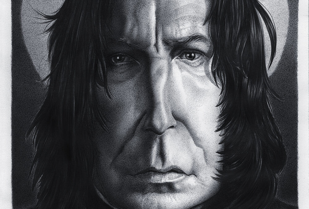 Kugelschreiber-Zeichnung Portrait von Alan Rickman als Severus Snape/ballpen drawing of Alan Rickman as Severus Snape