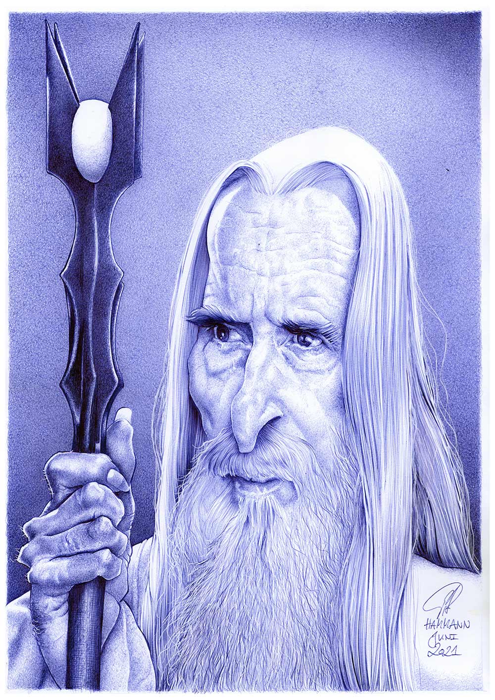 Christopher Lee /Saruman | Kugelschreiber-Zeichnung | ballpen drawing