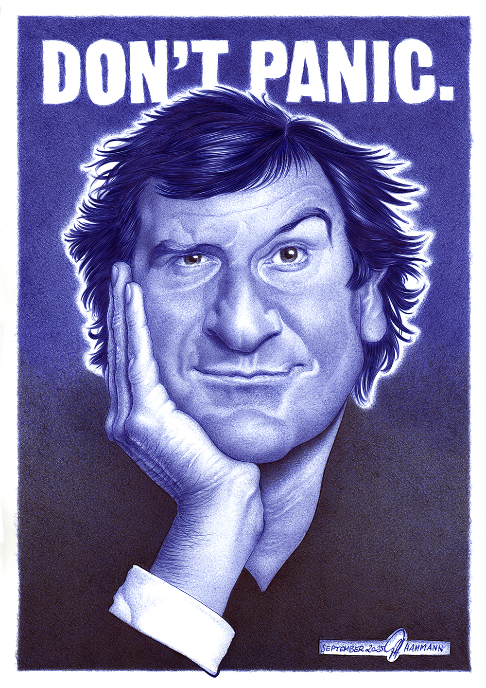 Kugelschreiber-Zeichnung Portrait Douglas Adams | ballpen drawing Douglas Adams