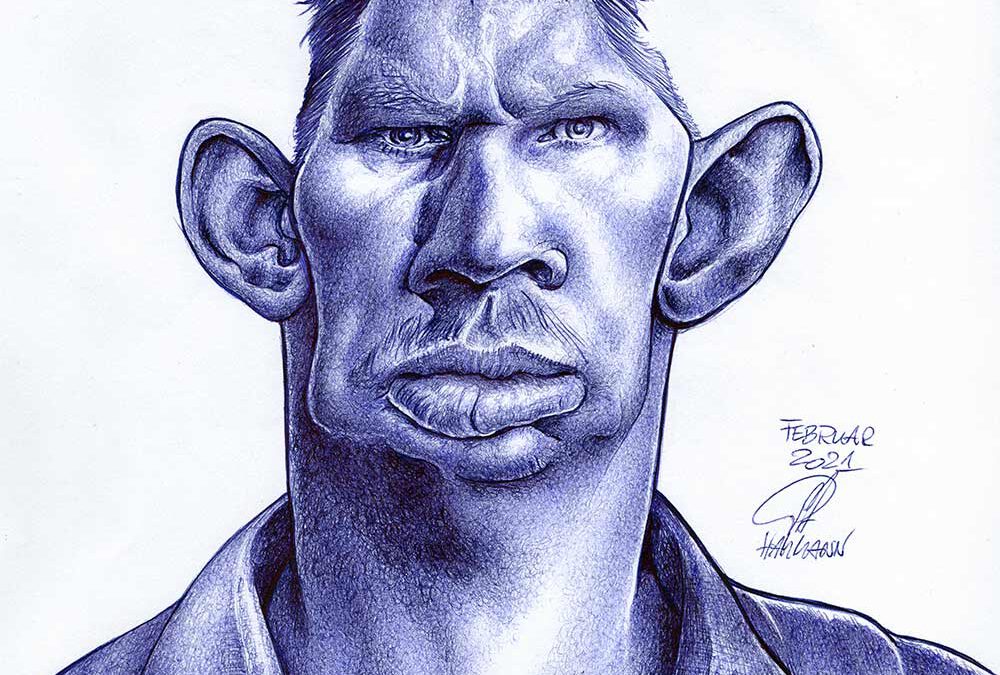 Kugelschreiber-Zeichnung Portrait nach Roger Balls Foto „Dresie and Casie, Twins, Western Transvaal, 1993"/ballpen drawing after Roger Ball's photo „Dresie and Casie, Twins, Western Transvaal, 1993"