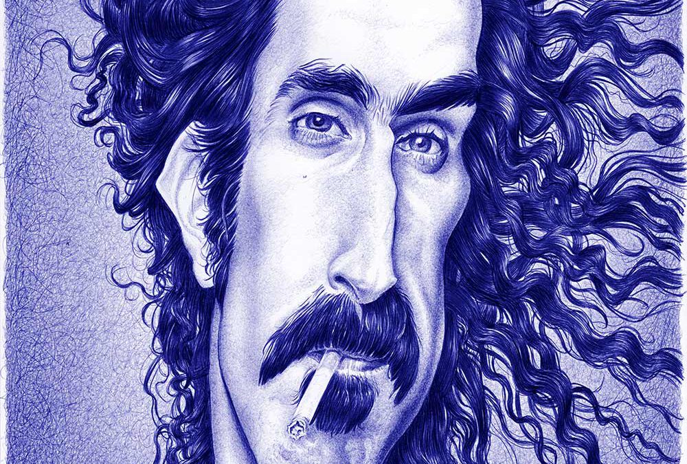 Kugelschreiber-Zeichnung Portrait von Frank Zappa/ballpen drawing of Frank Zappa