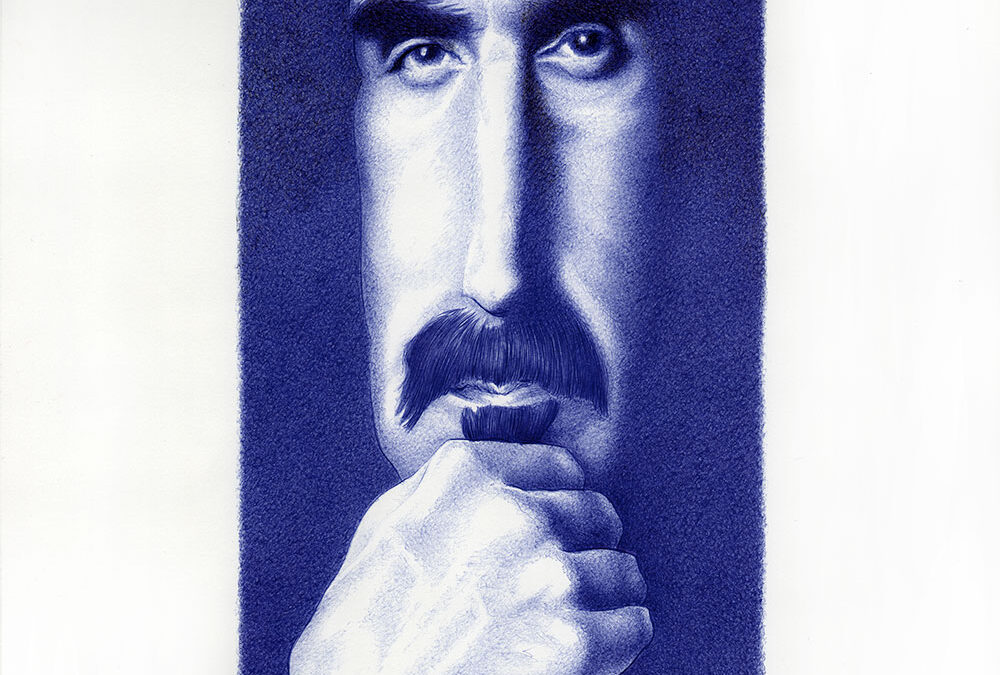 Kugelschreiber-Zeichnung Portrait von Frank Zappa | ballpen drawing of Frank Zappa "It Even Ain't"