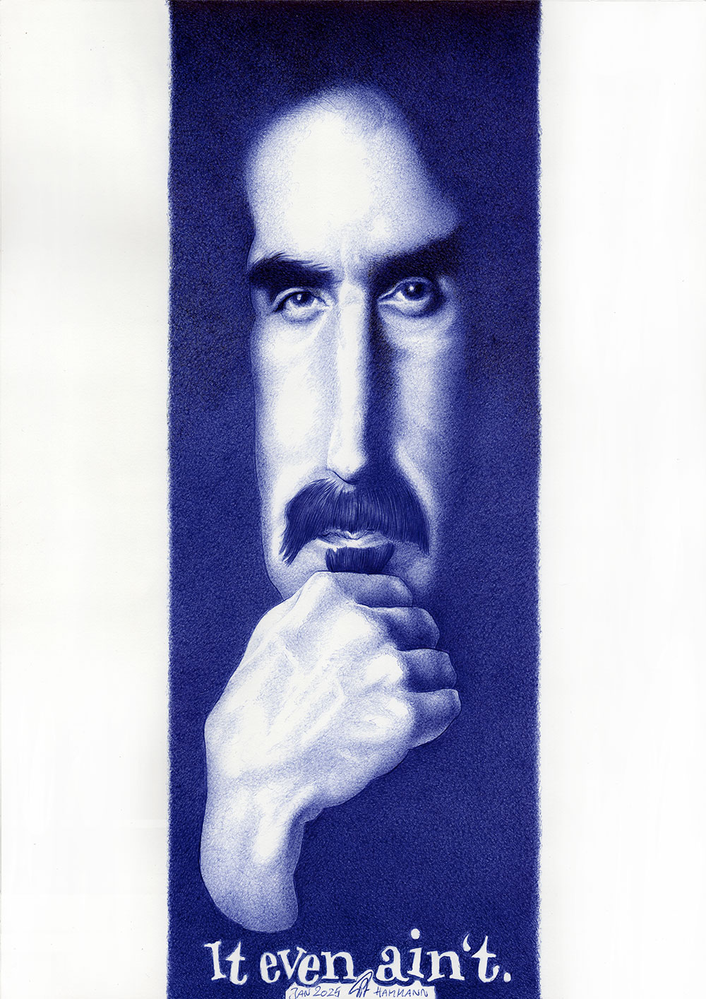 Kugelschreiber-Zeichnung von Frank Zappa | ballpen drawing of Frank Zappa "It Even Ain't"