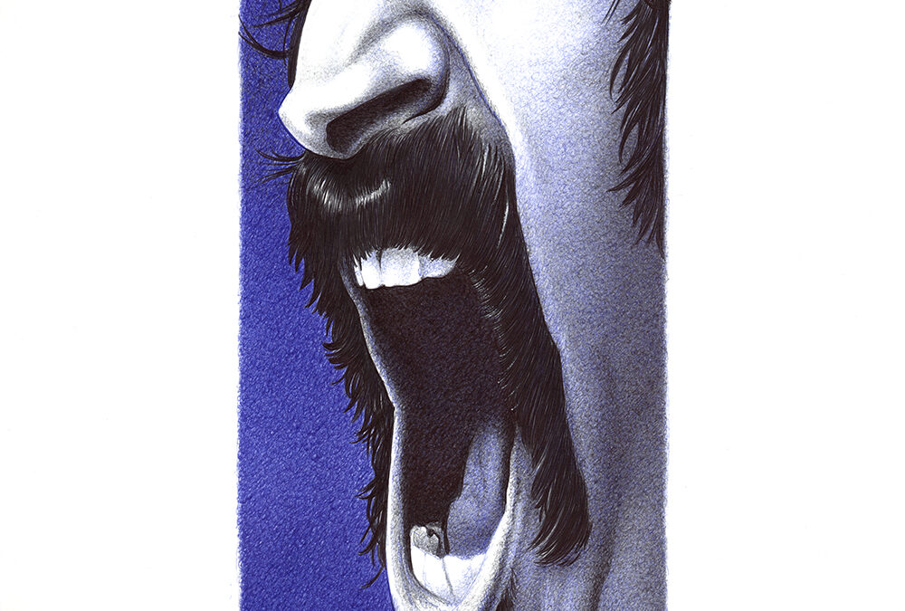Kugelschreiber-Zeichnung Portrait von Frank Zappa | ballpen drawing of Frank Zappa "Chunga‘s Revenge"