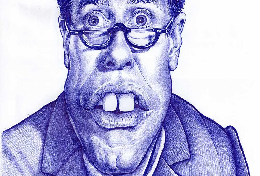 Kugelschreiber-Zeichnung Portrait von Jerry Lewis als Der verrückte Professor/ballpen drawing of Jerry Lewis as The Nutty Professor
